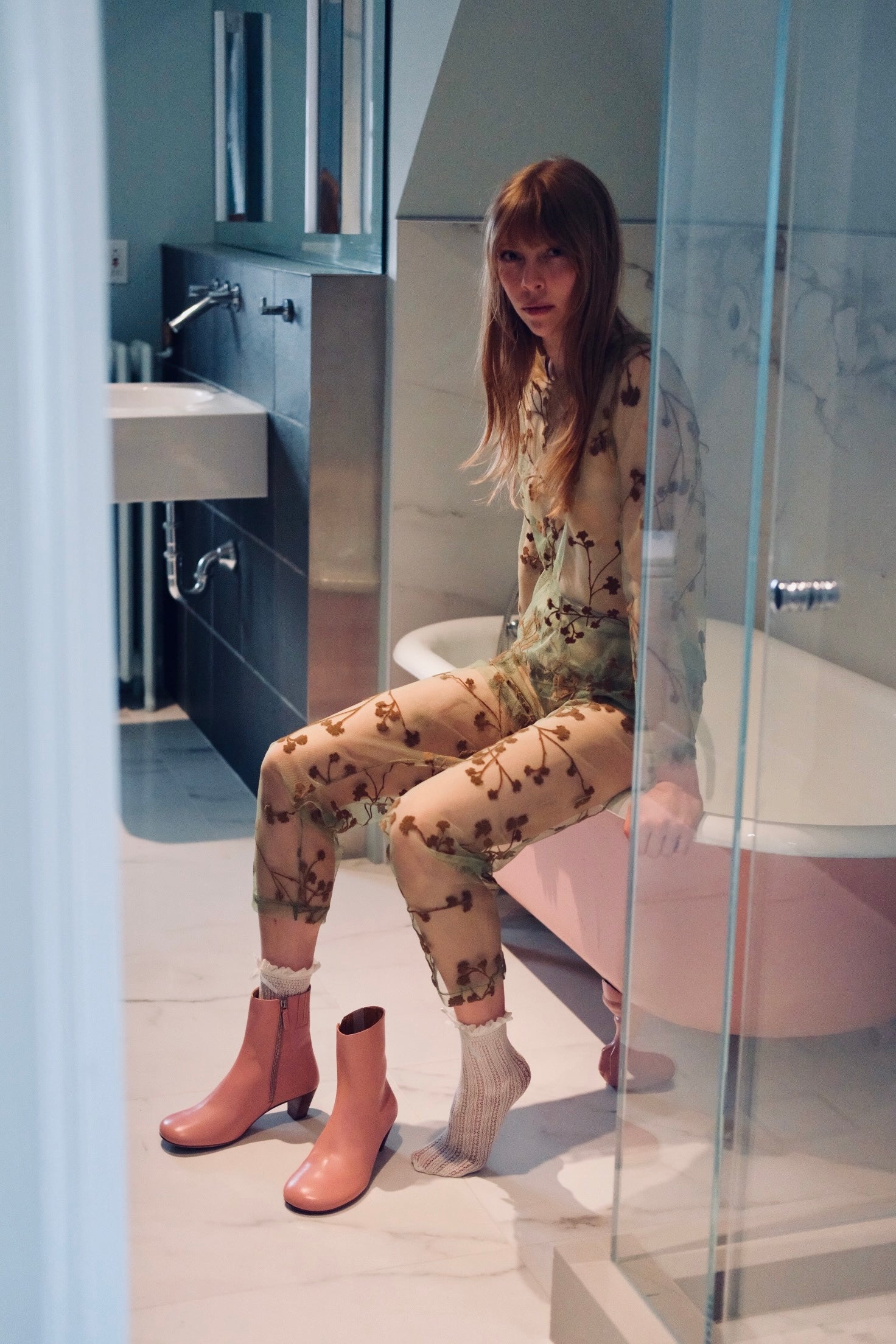 Floral Mesh Pants