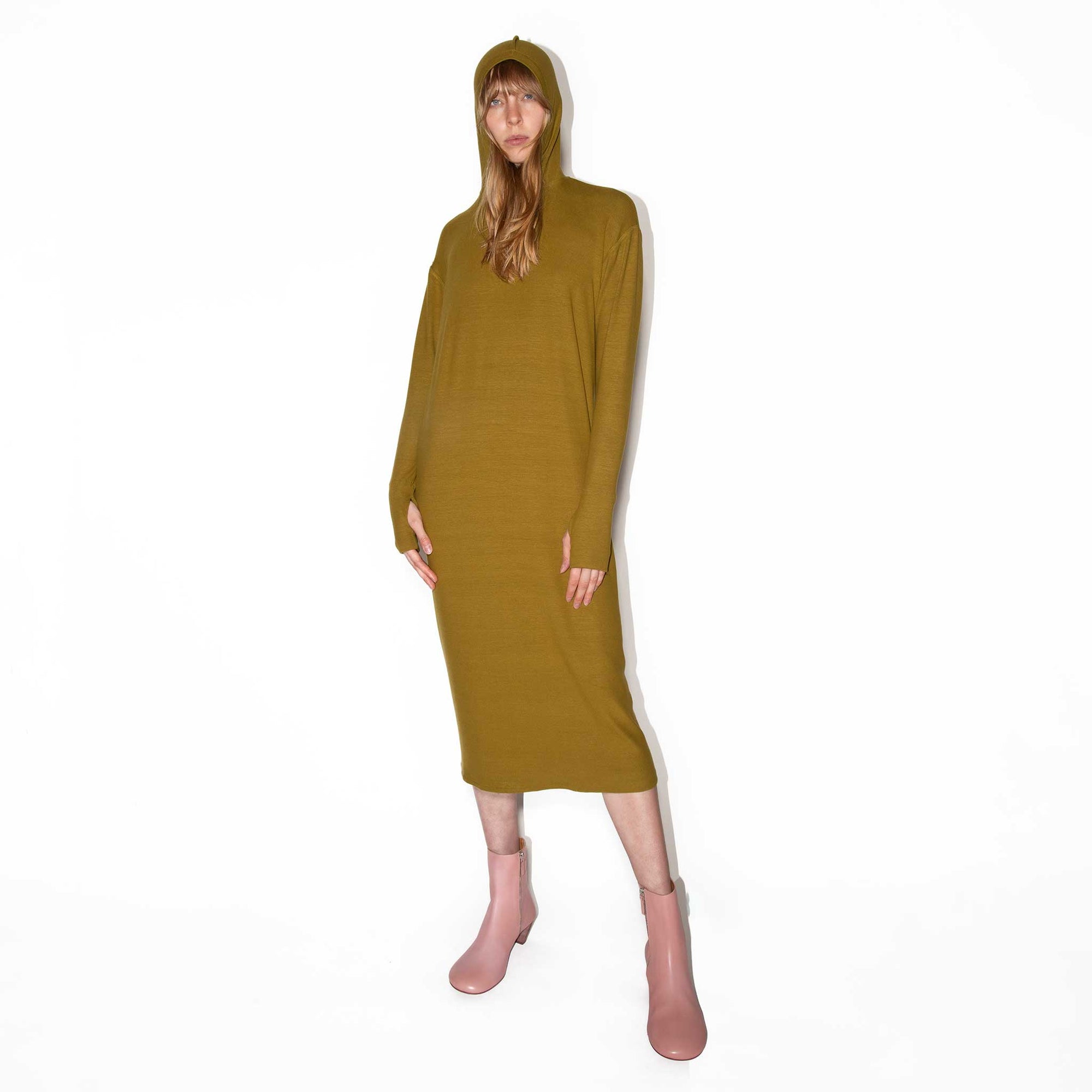 Ribbed Hooded Dress